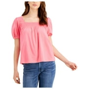 Womens Smocked Puff Sleeve Pullover Top
